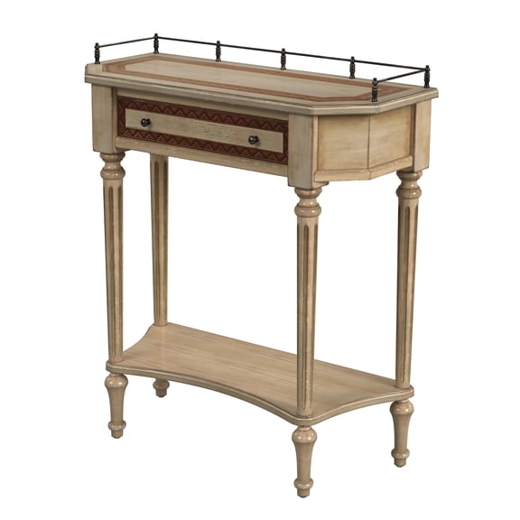 Charleston Beige  One Drawer Wood Console Table