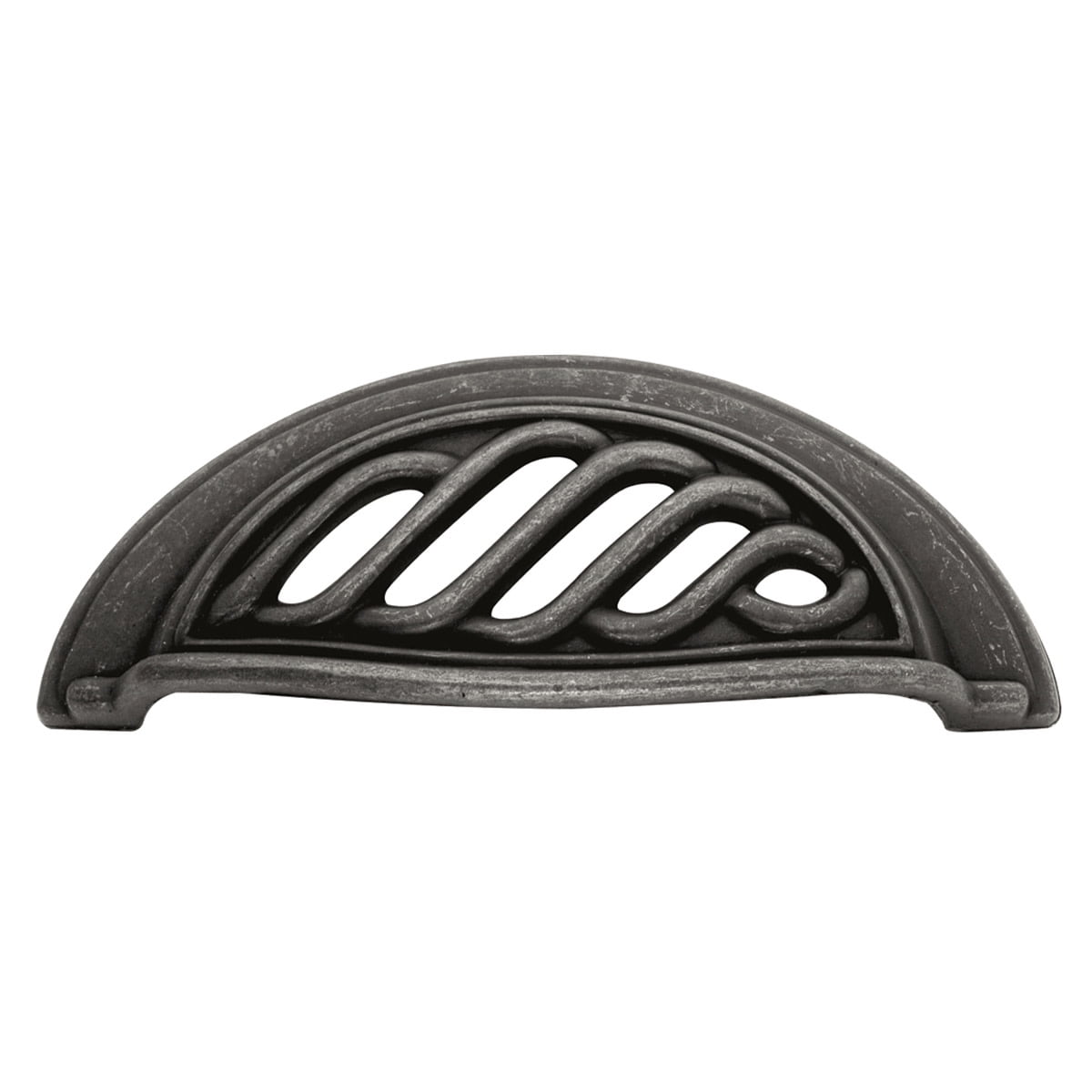 Matte Black Iron Rustic Cup Cabinet Pull with Mounting Hardware