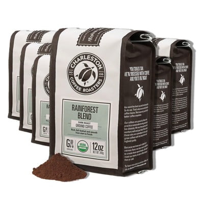 Charleston Coffee Roaster Dark Roast Ground Coffee 12 oz (Pack of 6 ...