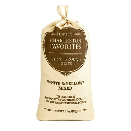 Charleston Favorites Stone Ground Grits – White & Yellow Mixed, 2 lb Authentic Southern Grits, Non-GMO Corn, Handcrafted by Food for the Southern Soul