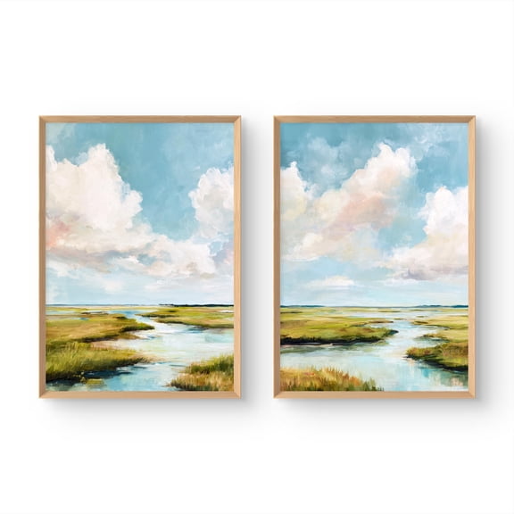 Charleston Marsh Art Print Coastal South Carolina Landscape Wall Art Set 2