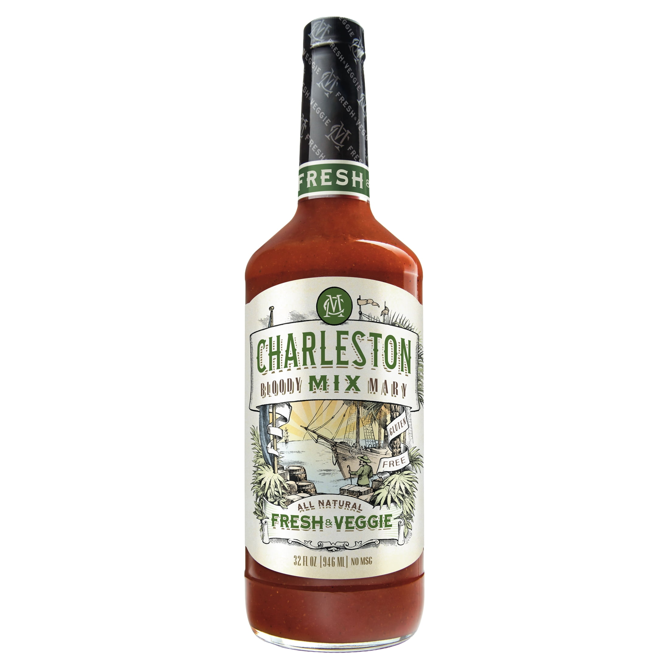 Charleston Mix Premium, All Natural Bloody Mary Mix, Fresh & Veggie, 32oz