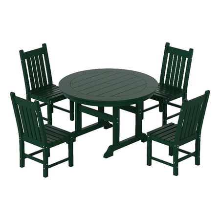 Charleston Outdoor 5-Piece Round Trestle Dining Set with Side Chairs