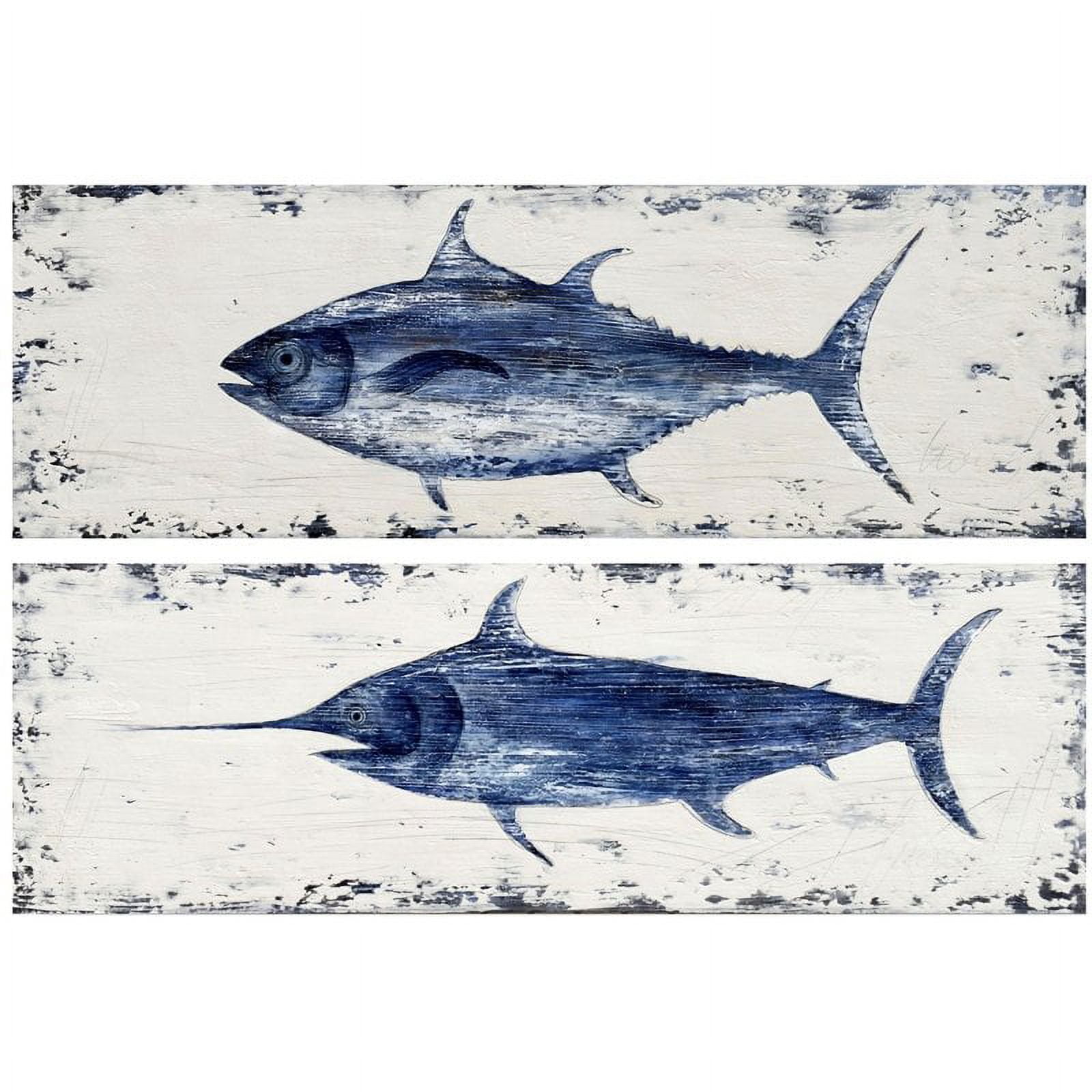 Charleston Coastal Blue Fish Canvas Wall Art