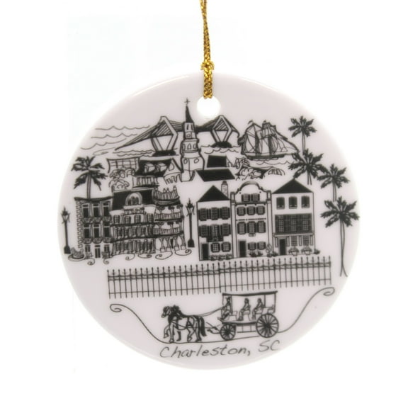 Charleston Sc Flat Ornament - 3 Inch, Ceramic - Landmarks Cicrst005