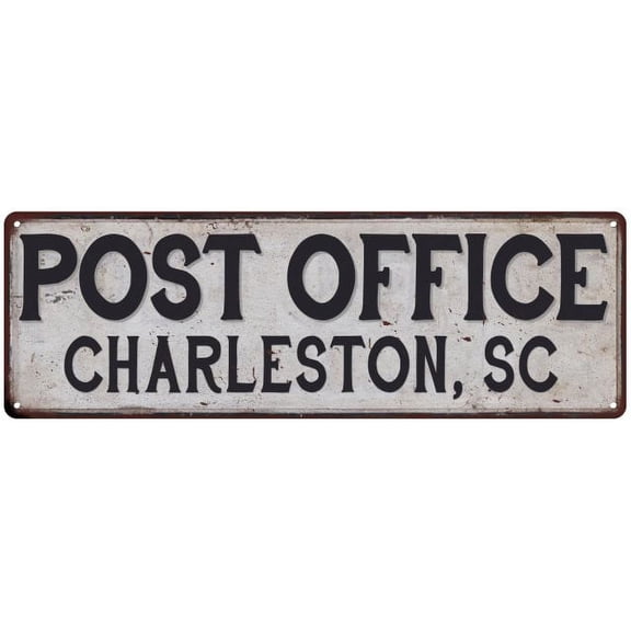 Charleston, Sc Post Office Metal Sign Vintage 6x18 106180011189