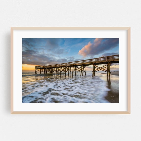 Charleston South Carolina Beach Coastal Ocean Sunset Fine Waves Scenic Photography Poster Unframed Paper Print