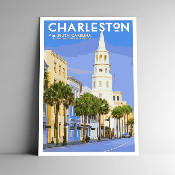 Charleston South Carolina Vintage Travel Poster / Postcard WPA Style