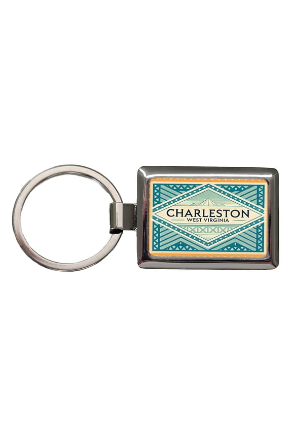 Charleston WV West Virginia Travel Vacation Stamp Metal Rectangle Keychain