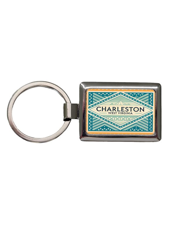Charleston WV West Virginia Travel Vacation Stamp Metal Rectangle Keychain