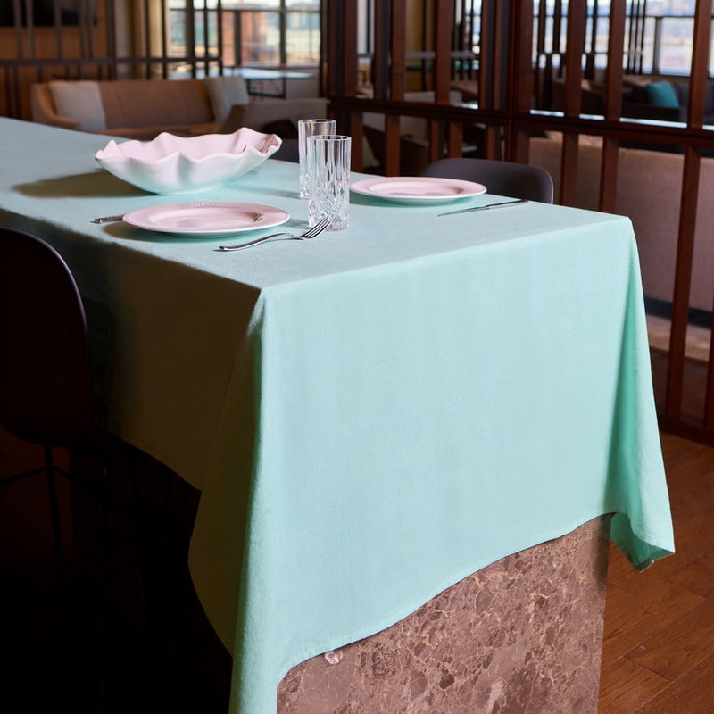 Charleston Woven Cotton Rich Tablecloth 52"X70" in Water Green