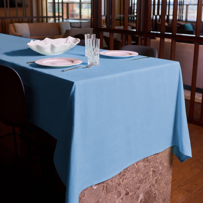 Charleston Woven Cotton Rich Tablecloth 60"X84" in Water Blue