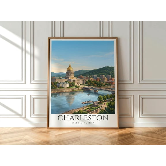 Charleston Wv West Virginia Skyline Print Usa City Wall Art, Unframed Paper Print