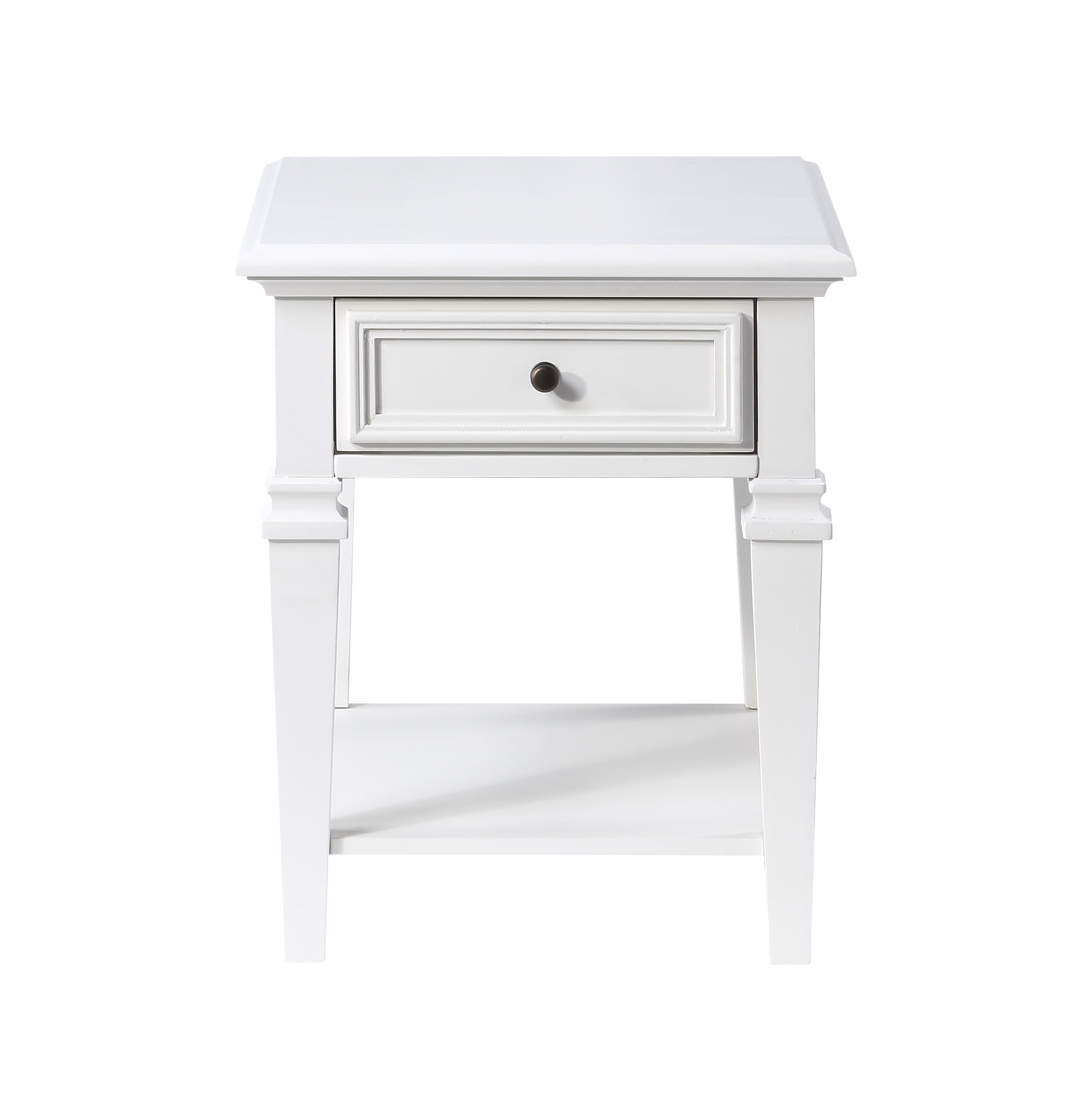 Charlestown White Rubberwood End Table with Storage Shelf