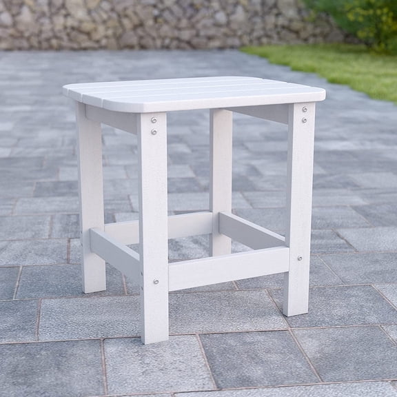 Charlestown Tiered Commercial Poly Resin Adirondack Side Table - White - All-Weather - Indoor/Outdoor