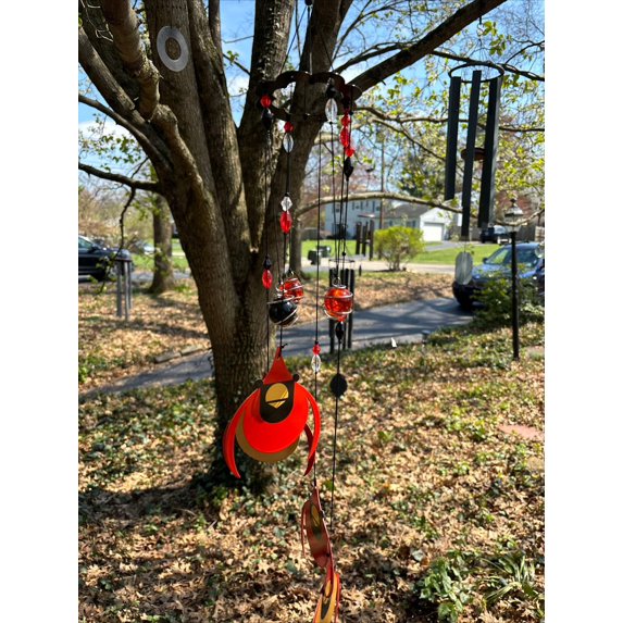 Charley Harper Cardinal Courtship Spiral Wind Chime