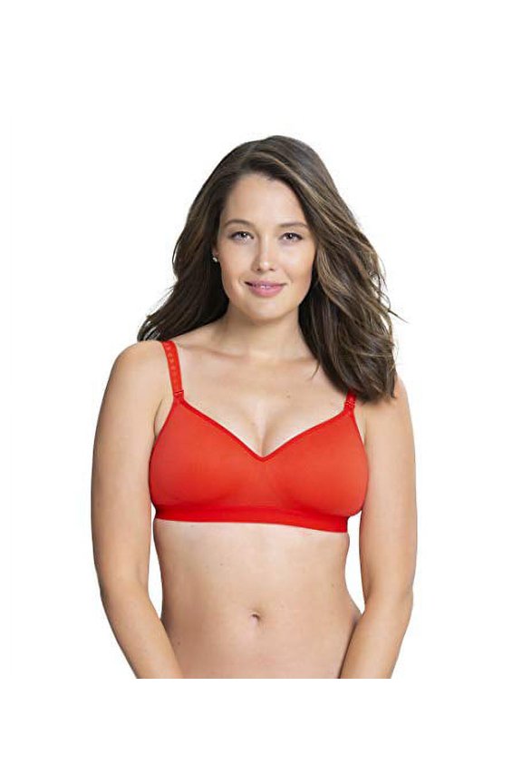 Charley M by Cake Maternity Buddy Women's Nursing Bra Seamless T-Shirt Bra, Red, Small/Medium