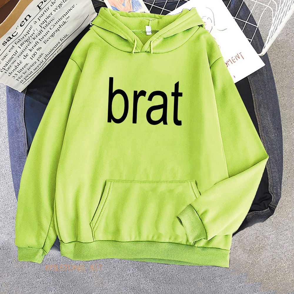 Charli XCX Brat Green Hoodies 2024 Album Graphic Printing Sweatshirts