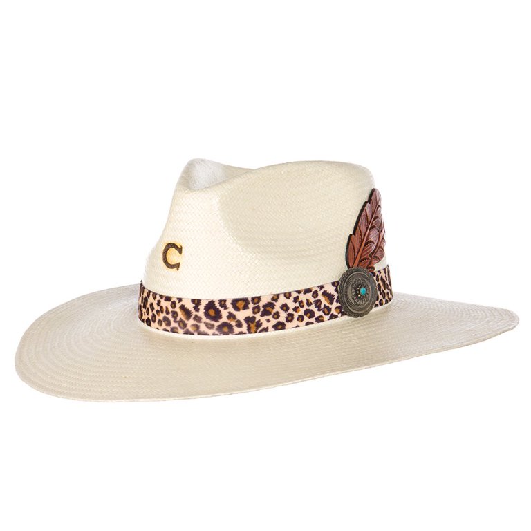 Charlie 1 Horse Heatseeker 3 3/4 Brim Leopard Band Natural  display picture 1