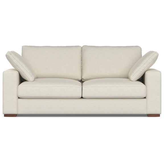 Charlie 78" Deep Seater Sofa in Cream Performance Fabric: Handcrafted, Eco-Friendly, Water-Repellent, 2-Seater Loveseat for Apartments & Small Living Rooms