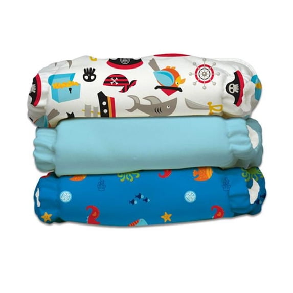 Charlie Banana Baby Fleece Reusable and Washable Cloth Diaper System, 3 Diaper and 6 Inserts, Oceana, One Size