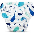 thumbnail image 1 of Charlie Banana Reusable Swim Diaper Drawstring Multi-Color Whale on White Size L (22-34 lbs) 1 Pack, 1 of 3