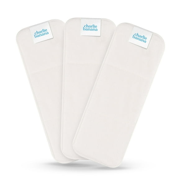 Charlie Banana Reusable and Washable Hemp and Cotton Inserts for Cloth Diapers, Newborn - 3 Pack