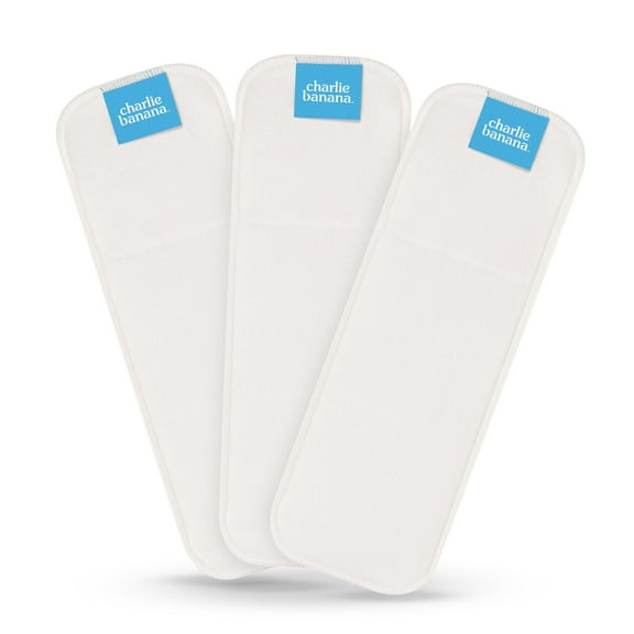 Charlie Banana Reusable and Washable Hemp and Cotton Inserts for Cloth Diapers, One Size - 3 Pack