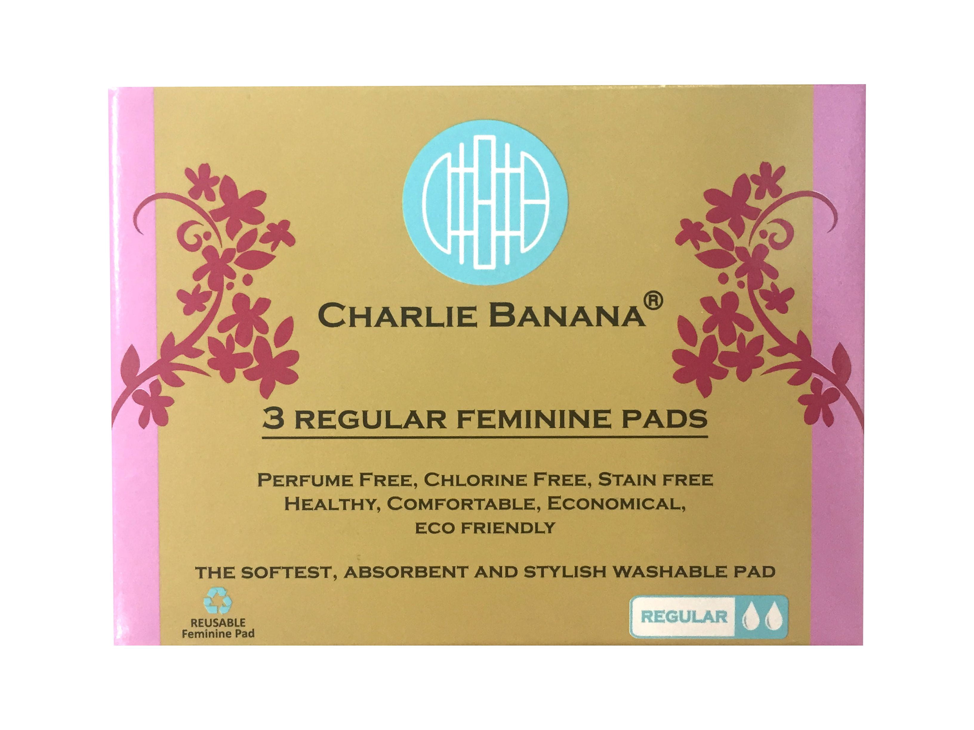 Charlie Banana Washable Cloth Pads, Wonderland, Regular, 3 Ct