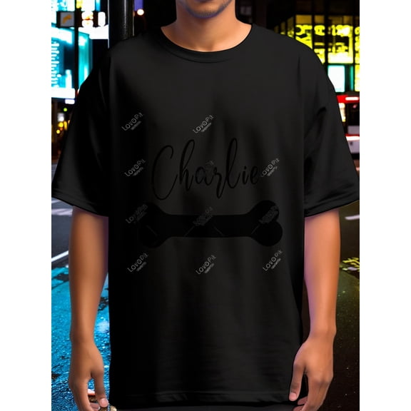 Charlie" Bone Print Oversize Loose Fit T-Shirt for Back to School - 180g Pure Cotton Comfort Casual Tee, Sizes:S~XXXL