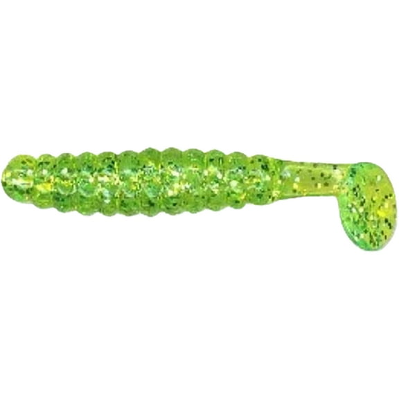 Charlie Brewer's Crappie Slider Grub Chartreuse Glitter