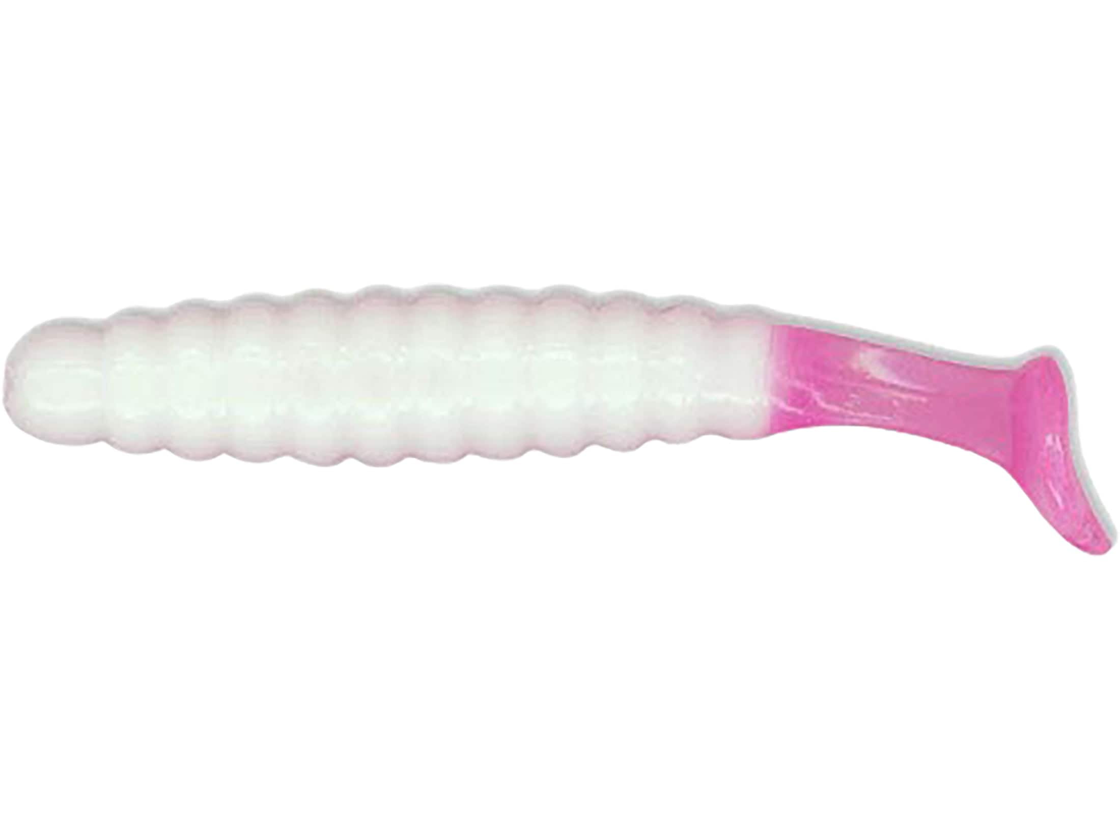 Charlie Brewer's Crappie Slider Grub White/Pink Glow Tail