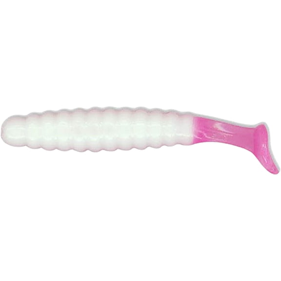 Charlie Brewer's Crappie Slider Grub White/Pink Glow Tail