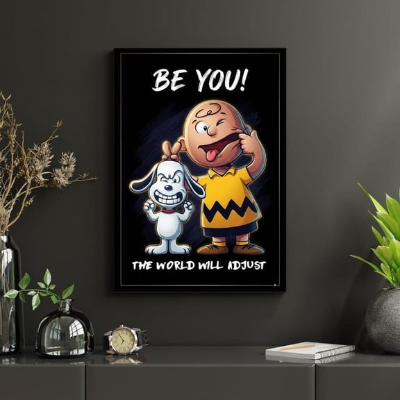 Charlie Brown Be You Poster Funny Peanuts Cartoon Wall Art Motivational Quote Decor 12x18 UNFRAMED