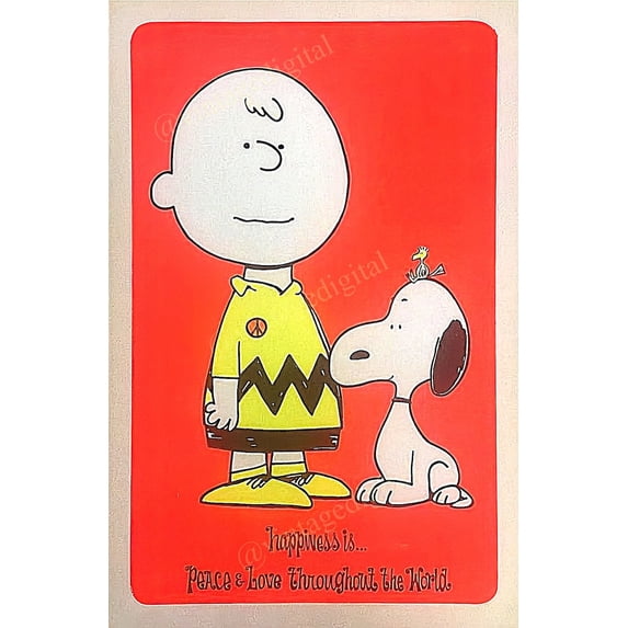 Charlie Brown Snoopy Peace Love Cartoon Poster Happiness Quote Comic ...