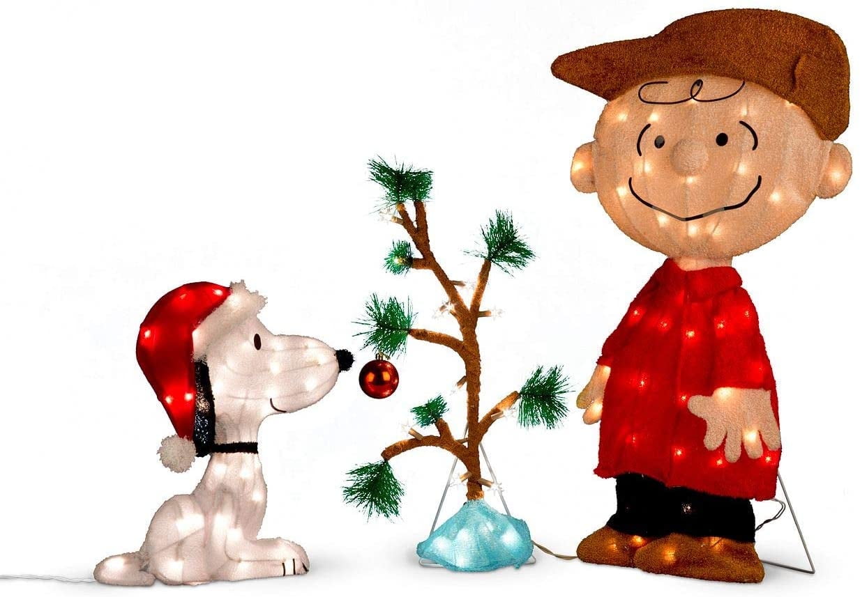 Charlie Brown, Snoopy & The Lonely Tree Lighted Outdoor Christmas Decoration 3pc Set