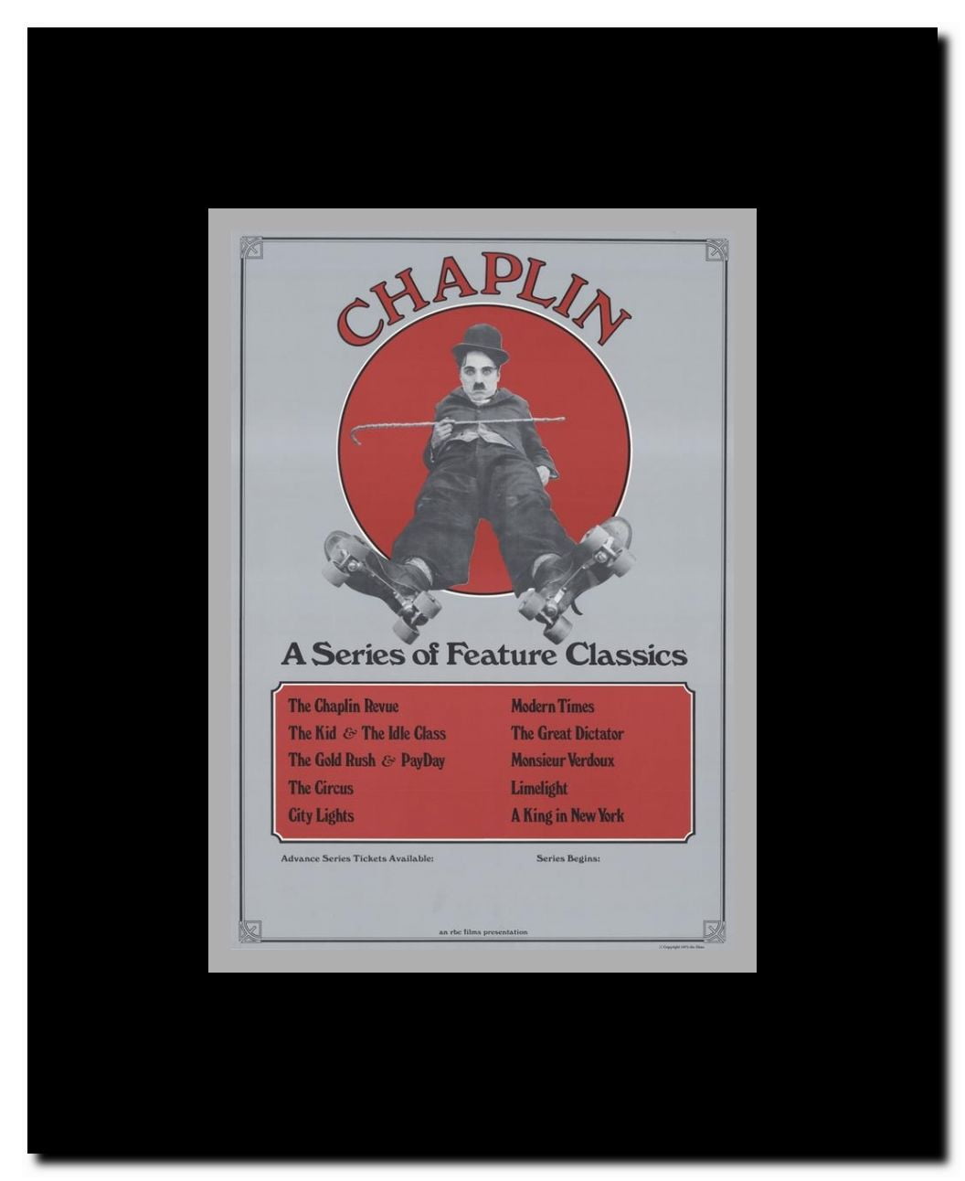 Charlie Chaplin: A Series of Feature Classics Framed Movie Poster