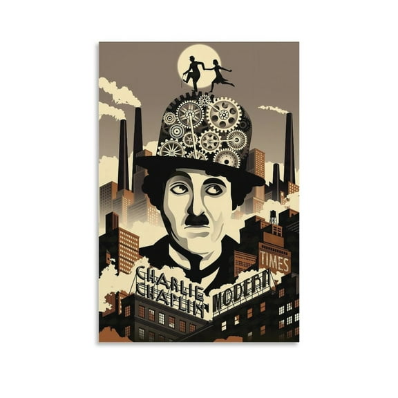 Charlie Chaplin Modern Times Poster (1) Posters Art Print Wall Photo Paint Poster Hanging Picture Family Bedroom Decor Gift 24x36inch(60x90cm)