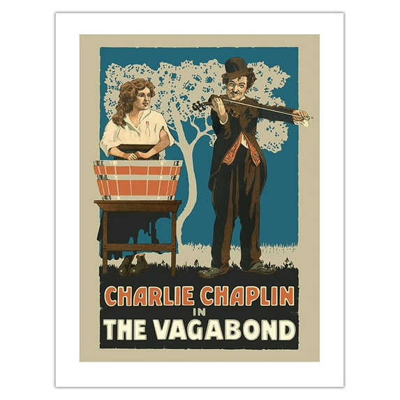 Charlie Chaplin in the Vagabond - Mutual Chaplin Specials - Vintage Film Movie Poster c.1916 - Bamboo Fine Art 290gsm Paper (Unframed) 17x22in