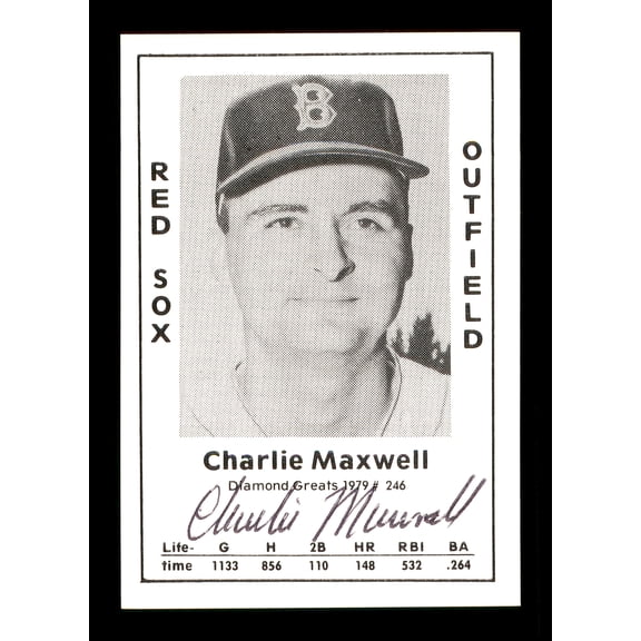 Charlie "Charley" Maxwell Autographed 1979 Diamond Greats Card #246 Boston Red Sox SKU #171774