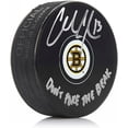 thumbnail image 1 of Charlie Coyle Boston Bruins Autographed Hockey Logo Puck Inscibred Don't Poke the Bear, 1 of 1