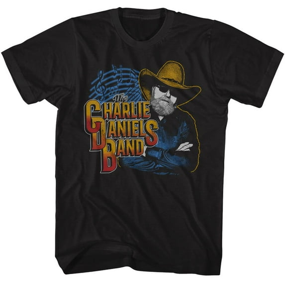 Charlie Daniels Band Charlie Music Notes Black T-Shirt