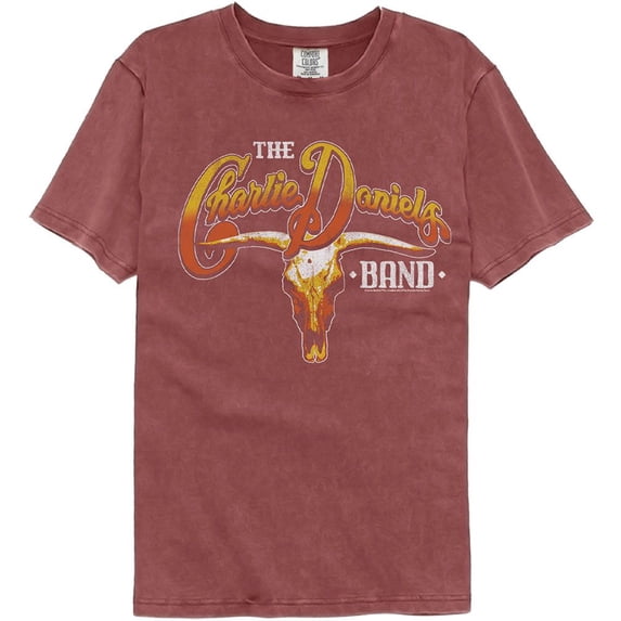 Charlie Daniels Band Cow Skull And Logo Brick Adult S/S Comfort Color Tshirt 2Xl