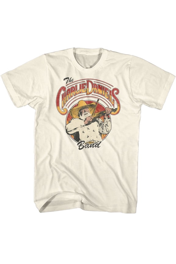 Charlie Daniels Band Logo and Fiddlin 2 Natural T-Shirt