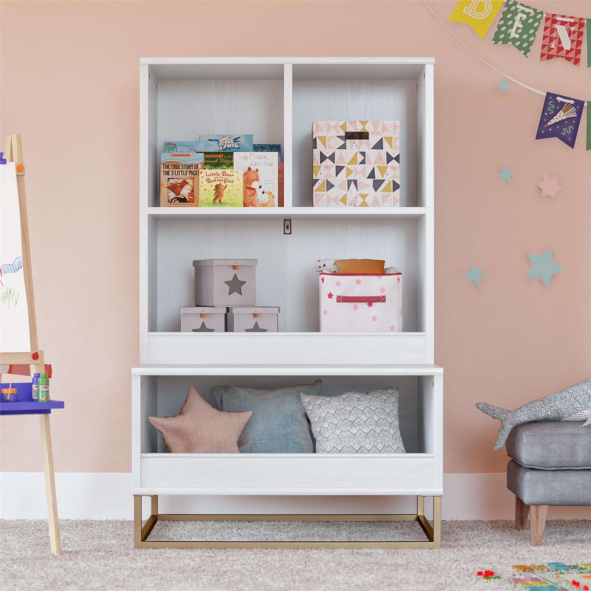 Charlie White Multi-Use Toy Storage Organizer and Bookcase