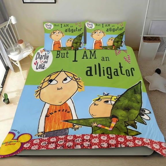 Charlie & Lola Themed Bed Sheet Set Three Piece Set 53x79 In ches Comfortable And Skin Friendly Unique Design Creating A Star Gifts For Family Friends fans