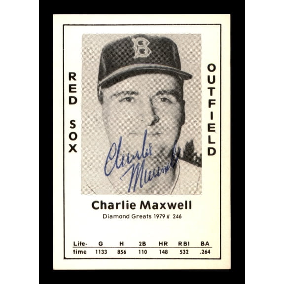 Charlie Maxwell Autographed 1979 Diamond Greats Card #246 Boston Red Sox SKU #188855
