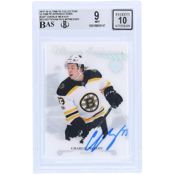 Charlie McAvoy Boston Bruins Autographed 2017-18 Upper Deck Ultimate Collection Ultimate Introductions #UI-37 Beckett Fanatics Witnessed Authenticated 9/10 Rookie Card - Fanatics Authentic Certified