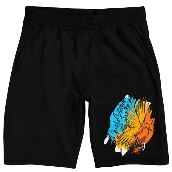 Charlie Parker Colorful BIrd Logo Men's Black Lounge Shorts-Large