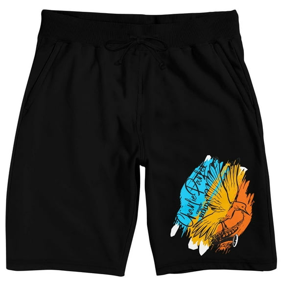 Charlie Parker Colorful BIrd Logo Men's Black Lounge Shorts-XXL